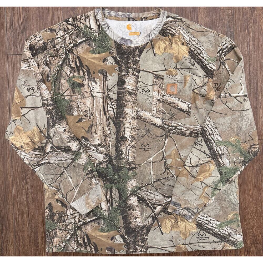 Carhartt K285 977 Realtree Xtra Camo Long Sleeve Pocket T Shirt Men’s Large